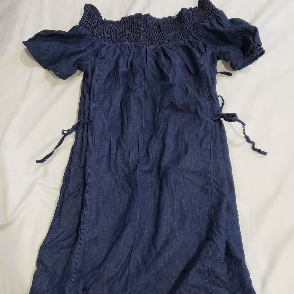 Denim dress with side ties
